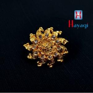 Finger Ring- Broad Designer Finger Ring Golden Toned