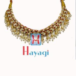 23 Peti Chinchpeti Moti Haar in 2 Strings with Pink White Stone_Hayagi
