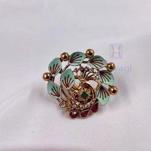 Broad Fancy Finger Ring Peacock Decorated