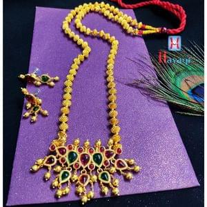 Traditional Maharashtrian Long Javmani Mala With Pendant