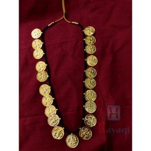 Lakshmi Coin Black Thread Necklace