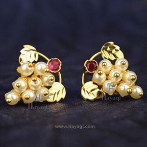 Traditional Moti Thushi Grapes Tops Earrings Pearl Tops