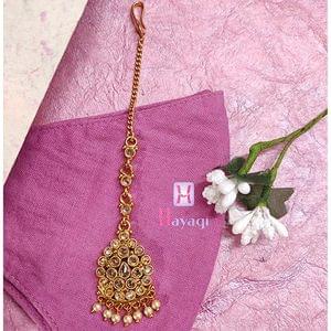 Adorable Antique Gold Finish LCT Stone Bindi Maang Tikka