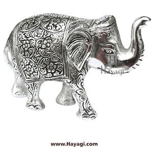 Metal Single Elephant/Gajalaxmi in Silver Finish Gifting Item- Hayagi