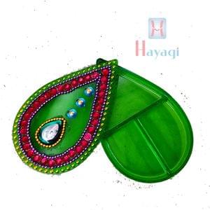 Leaf Design Acrylic Haldi Kumkum Box