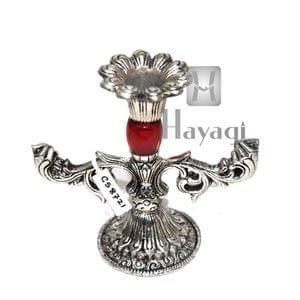 Metal Candle Stand in Silver Finish