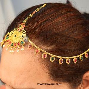 Matha Patti Pearl Stone Maang Tikka Bridal Hair Jewellery