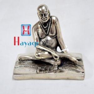 Shree Swami Samarth Idol Sitting Statue Silver Polish