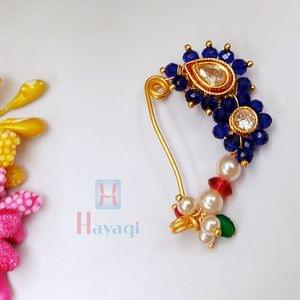 Blue Maharashtrian Pink Nath (Non-Pierced) Nathni