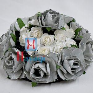 Grey Artificial Flowers Hair Bun Ambada For Women