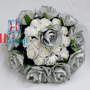 Grey Artificial Flowers Hair Bun Ambada For Women