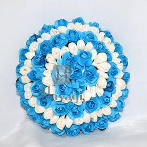 Sublime Egyptian Blue White Mogra Flowers Hair Bun Ambada_Hayagi