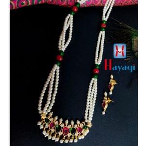 Traditional Pearl Long Necklace Tanmani Pendant