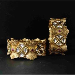 Rajwadi Kada-  Kundan Bridal Broad Openable Kada
