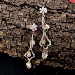 Dangling Earrings In American Diamond Stone Studded