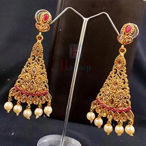 Dangler/Earrings For Indian Occasions Golden Toned
