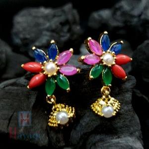 Stud Earrings Colorful Stoned