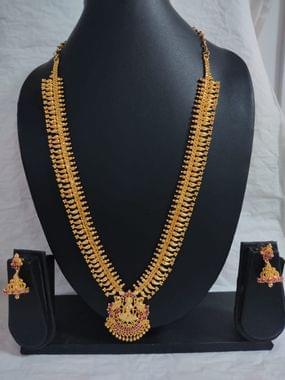 Golden Long Necklace Laxmi Pendant