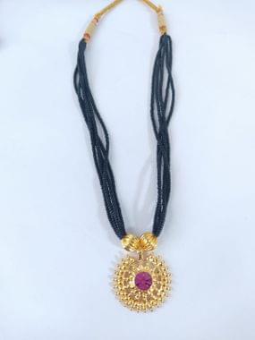 Short Mangalsutra- Golden Round Pendant Traditional