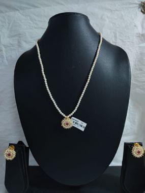 Moti Pendant Set- Single Line Delicate Moti Haar Set