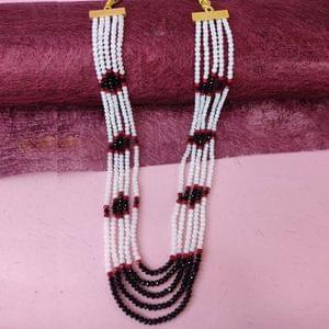 Crystal Mala- Combination Of White-Red-Black Crystals Beads