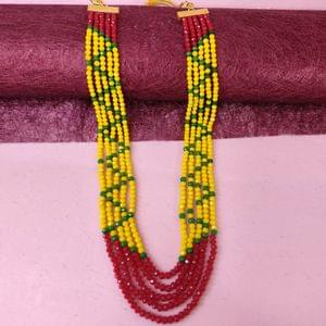 Crystal Mala- Combination Of Yellow-Red-Green Crystals Beads