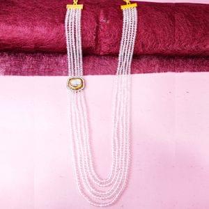 Long Crystal Mala- White Transparent Beads Mala