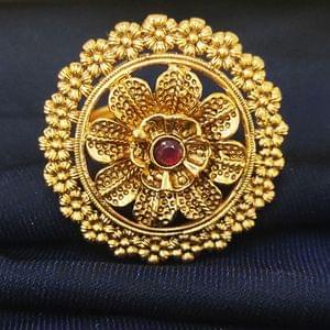 Rajwadi Finger Ring- Round Floral Design