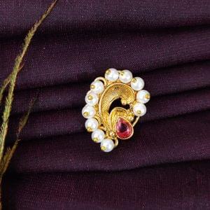 Pearl Nath- Small Golden Designer Nath
