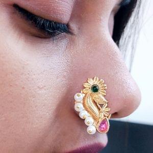 Fancy Nath- Golden Designer Nath Small Size (Right Nose)