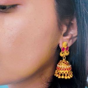 Bridal Jhumki In Geru Polish Heavy Designer
