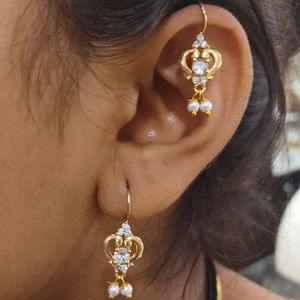 Online Pink Ad Stone Studded Bugadi Earrings