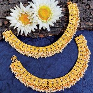Pearl Cluster Payal/Anklet Broad Bridal Payal