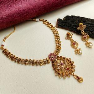 Short Necklace- LCT Stone Antique Designer Necklace