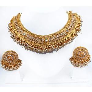 Golden Necklace Heavy Pearl Decorated