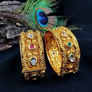 Stunning Kemp Kundan Stone Studded Kada Bangles