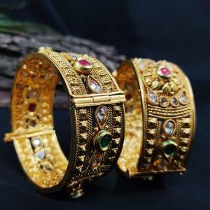 Broad Elegant Design Multi CLR LCT Stone Kada Bangles _Hayagi (Pune)