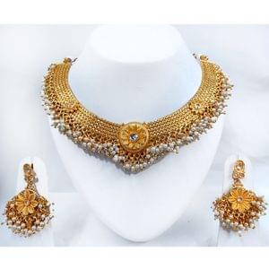 Golden Short Necklace- South Indian Necklace