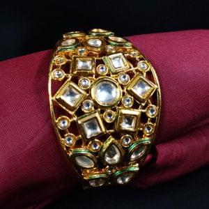 Fancy Wear Kundan Kada Broad Antique Gold Online