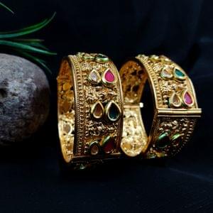 Magnificent  Multi Colour Stone Studded Kada Bangles