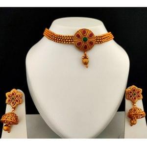 Elegant Choker Necklace Set With Unique Earrings From  _Hayagi(Pune)