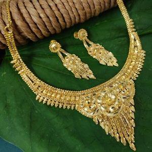 Bridal Golden Short Necklace Microplated