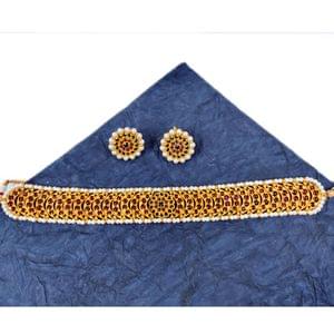 Pearl Decorated Collar Necklace Traditional Wear Online