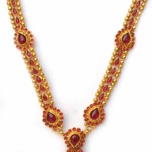 Round Pendant Long Necklace Set, Bridal Jewellery