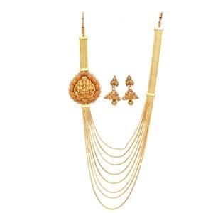 Gold Finish Necklace 8 strand chain, Buy Laxmi Pendant_Hayagi
