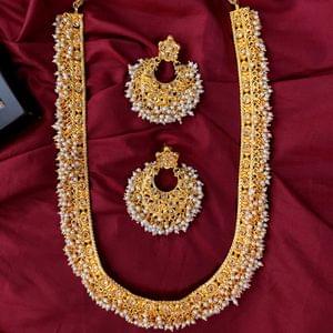 Heavy Pearl Studded Long Necklace Set