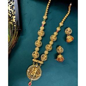 Long Necklace With Radha Krishna Pendant
