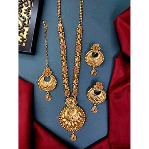 Antique Long Necklace With Earrings & Bindi