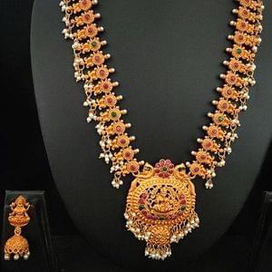 Laxmi Pendant Pearl Long Bridal Necklace
