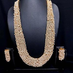 Pearl Studded Gold Long Necklace